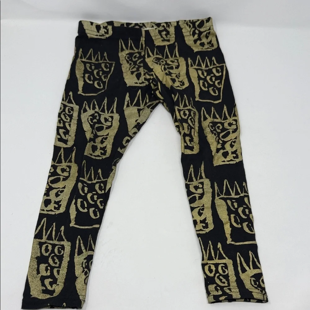 Kids Black and Gold Patterned Leggings 3T. Elastic waist Stretchy